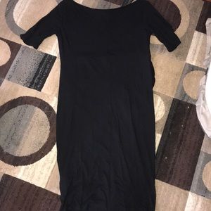 Maternity black swoop neck line, elastic sides